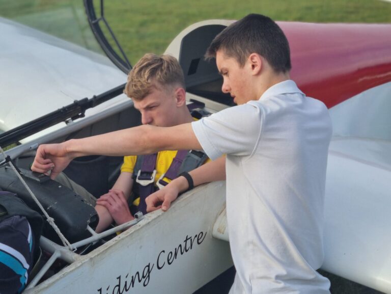 Some last minute instruction on the controls by James at the launch point